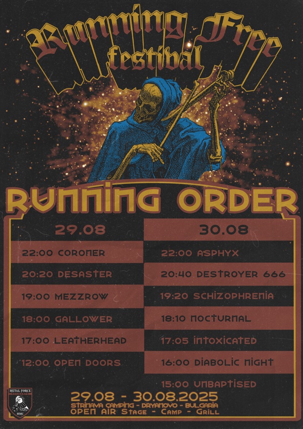 running free festival 2025 running order