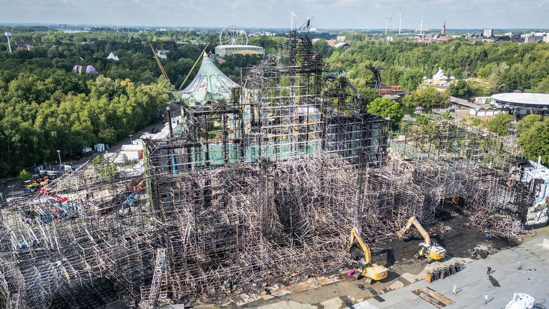 tomorrowland stage after fire