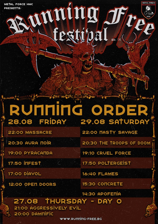 running free festival 2026 running order